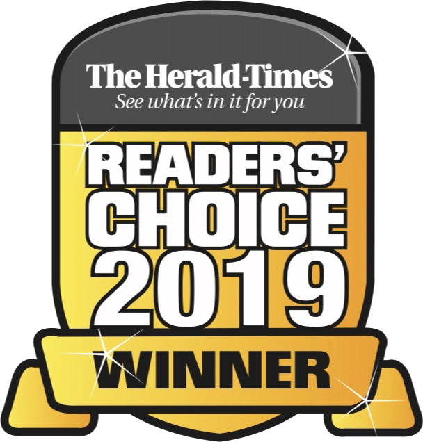 a yellow and black logo Readers Choice 2019 Winner