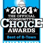 a blue and black sign with white text '2024 Choice Awards Winner'